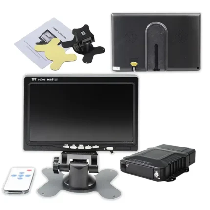 Vehicle On-Dash Backup Monitor, 7" Digital HD Car TFT LCD Color Screen Display with 4 Video Input for Mdvr Camera